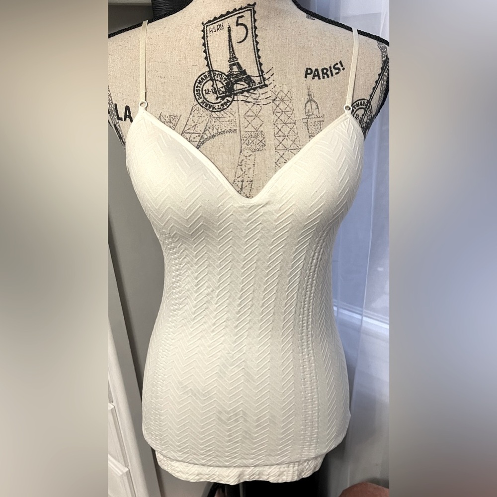 Elegant Off White form fitting Spaghetti Strap Tank